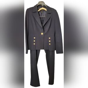 Escada navy suit with beautiful large gold buttons clasp